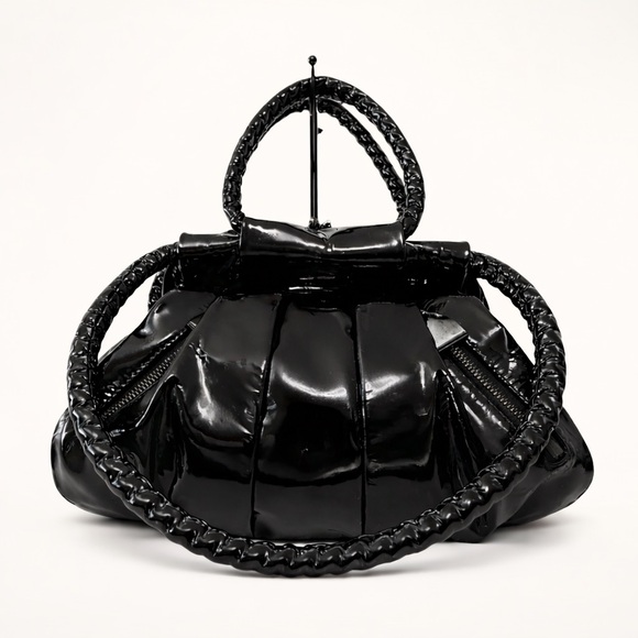 Christian Louboutin Loubette Patent Kisslock Satchel Black - Picture 1 of 10